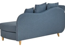 Chaise longue versione sinistra MERI Lino sintetico Blu scuro con contenitore