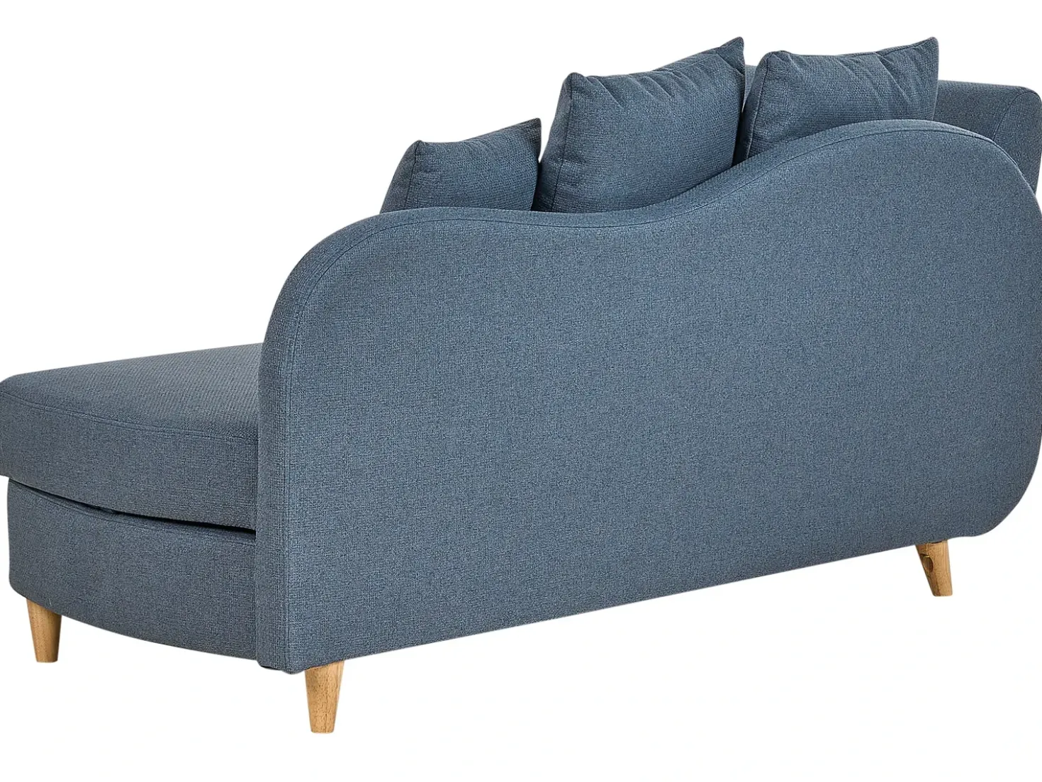 Chaise longue versione sinistra MERI Lino sintetico Blu scuro con contenitore