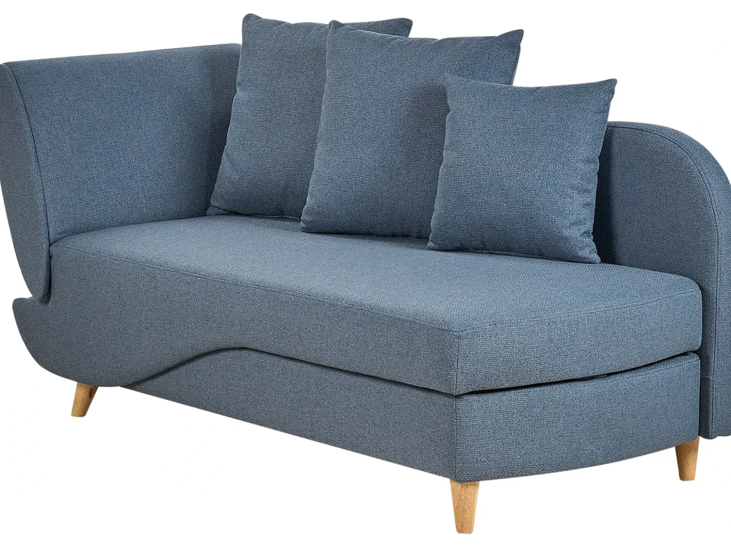 Chaise longue versione sinistra MERI Lino sintetico Blu scuro con contenitore