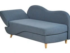 Chaise longue versione sinistra MERI Lino sintetico Blu scuro con contenitore
