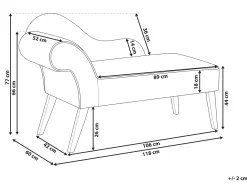 Chaise longue versione sinistra BIARRITZ Velluto Blu marino