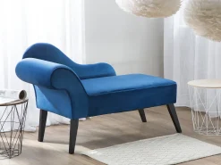 Chaise longue versione sinistra BIARRITZ Velluto Blu marino