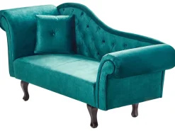 Chaise longue versione sinistra LATTES II Velluto Verde smeraldo con cuscino