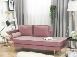 Chaise longue versione sinistra MIRAMAS Velluto Rosa