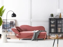 Chaise longue versione sinistra MERI Velluto Rosa con contenitore