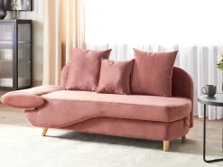 Chaise longue versione sinistra MERI Velluto Rosa con contenitore