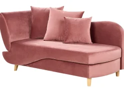 Chaise longue versione sinistra MERI Velluto Rosa con contenitore