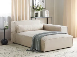 Chaise longue versione sinistra HELLNAR Velluto Beige chiaro