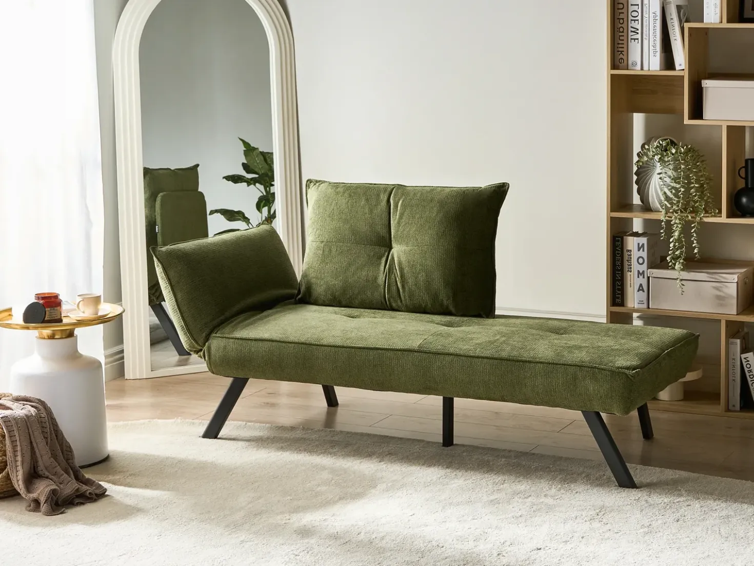 Chaise longue versione sinistra ROCAMADOUR Tessuto Verde