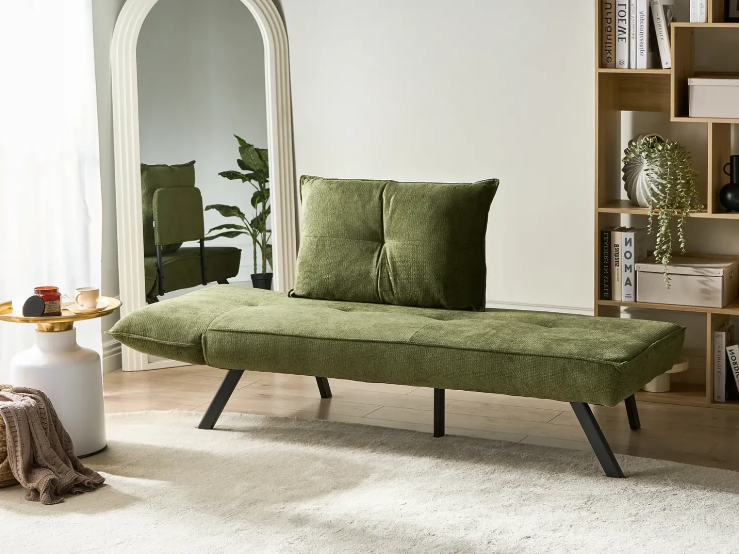 Chaise longue versione sinistra ROCAMADOUR Tessuto Verde