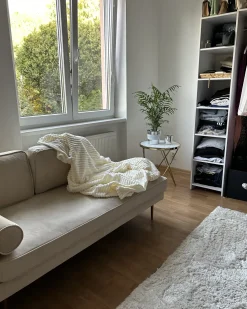 Chaise longue versione sinistra MIRAMAS Velluto Beige