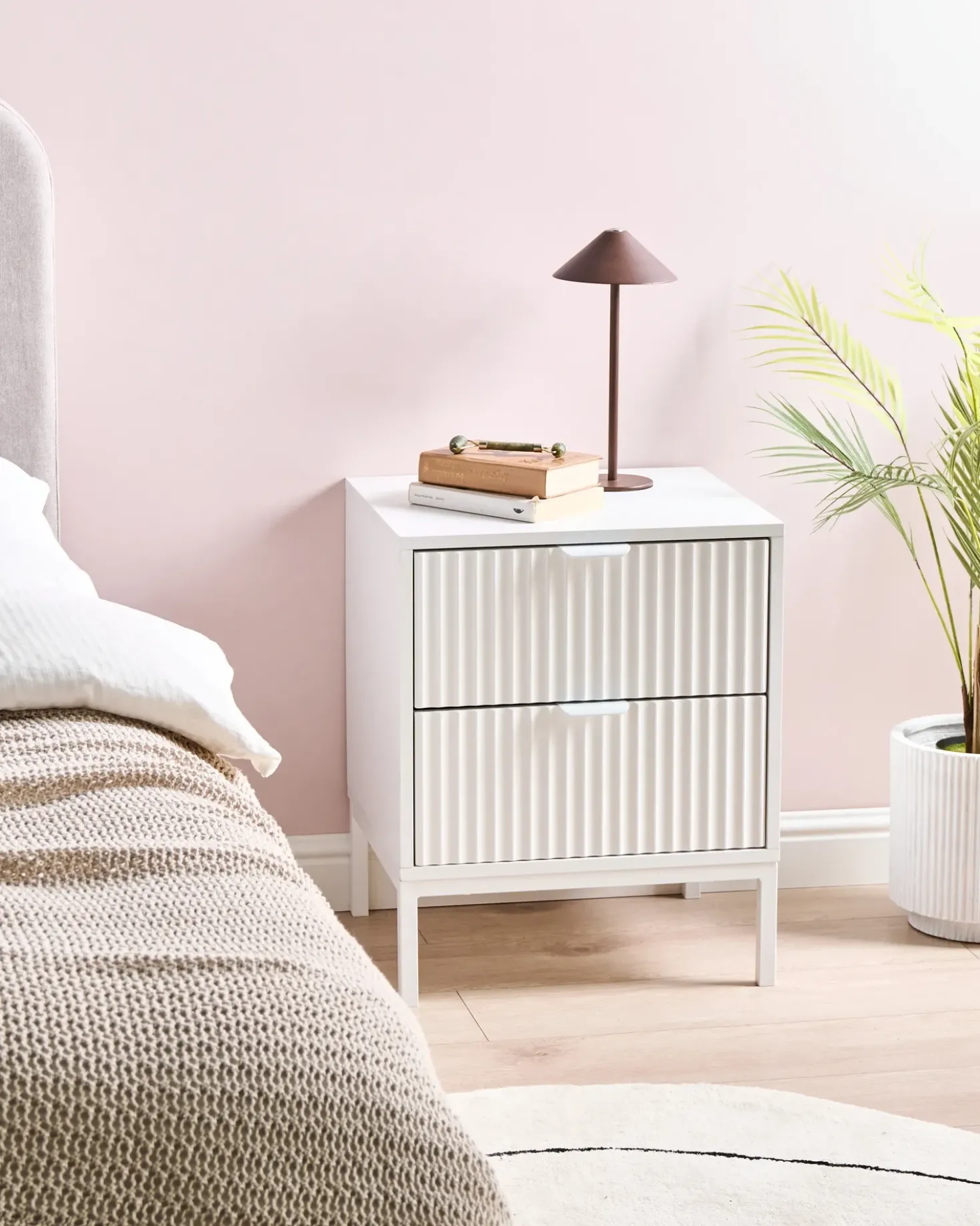 Comodino 2 cassetti ADELAIDE Bianco