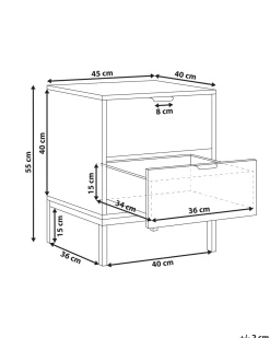 Comodino 2 cassetti ADELAIDE Bianco