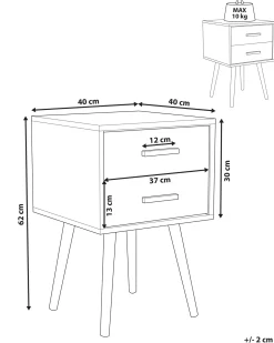 Comodino 2 cassetti ALABAMA Grigio