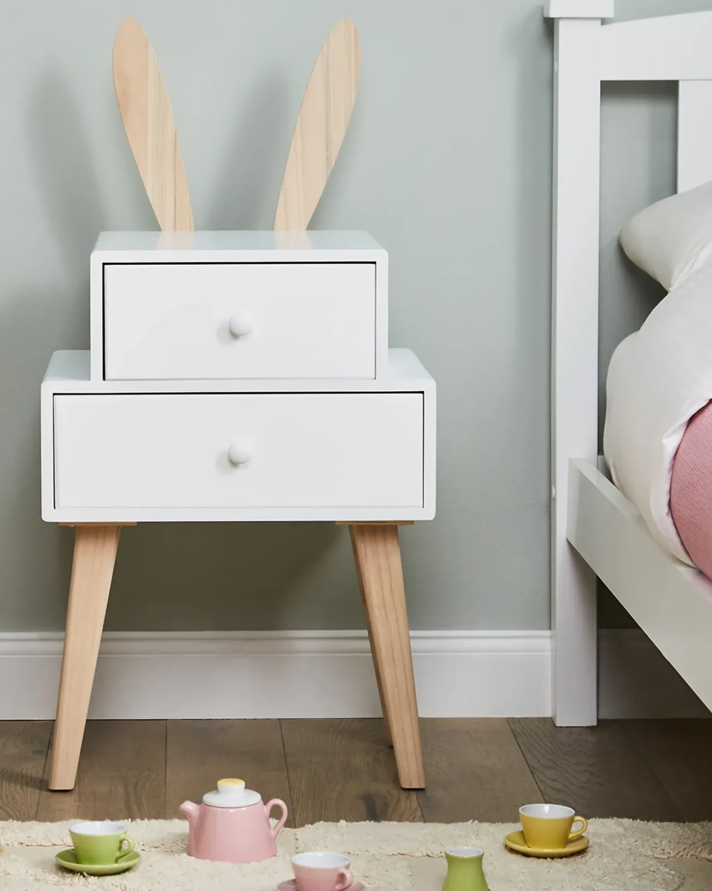 Comodino 2 cassetti BANKS Bianco