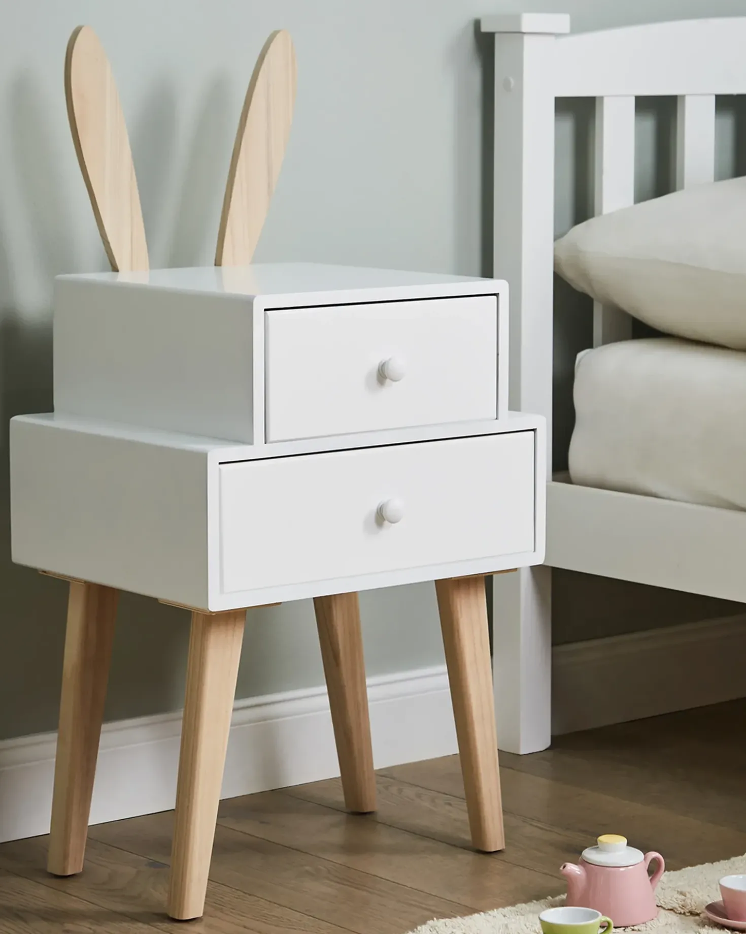 Comodino 2 cassetti BANKS Bianco