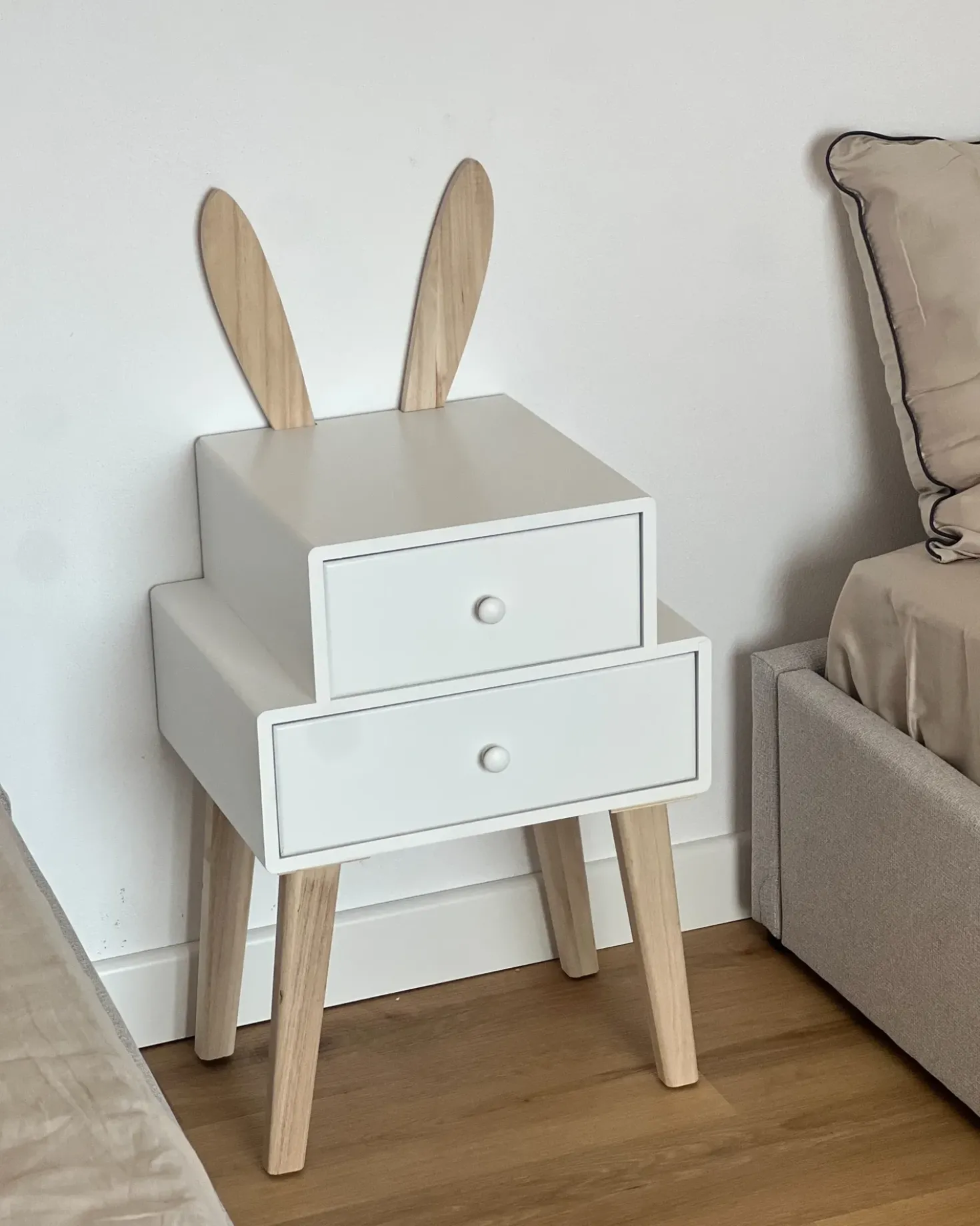 Comodino 2 cassetti BANKS Bianco