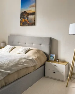 Comodino 2 cassetti EDISON Bianco