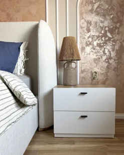 Comodino 2 cassetti EDISON Bianco