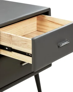 Comodino 2 cassetti ESSONNE Pelle sintetica Grigio