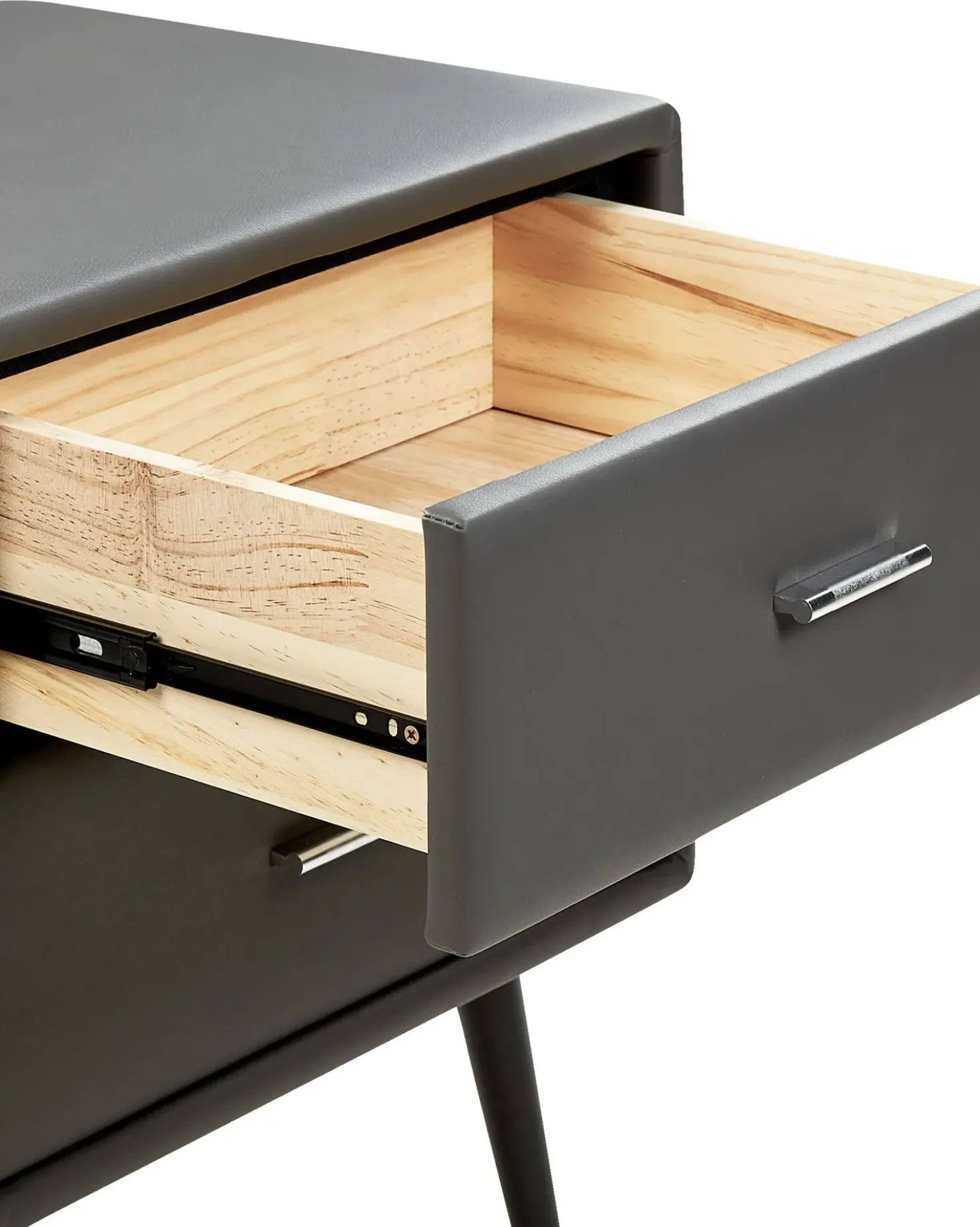 Comodino 2 cassetti ESSONNE Pelle sintetica Grigio