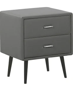Comodino 2 cassetti ESSONNE Pelle sintetica Grigio