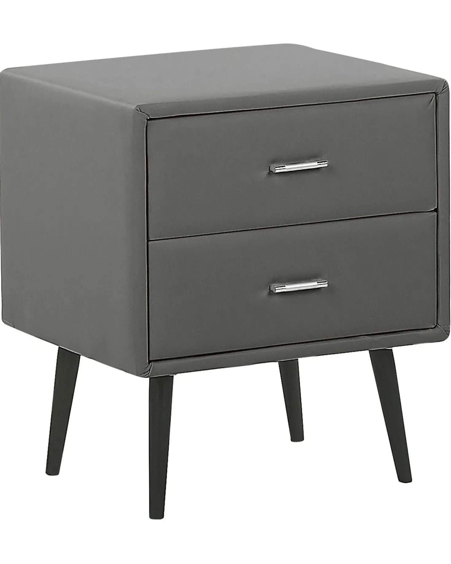 Comodino 2 cassetti ESSONNE Pelle sintetica Grigio