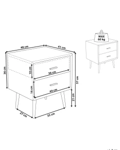 Comodino 2 cassetti ESSONNE Pelle sintetica Grigio