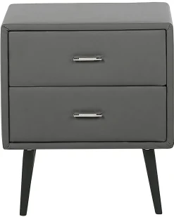 Comodino 2 cassetti ESSONNE Pelle sintetica Grigio