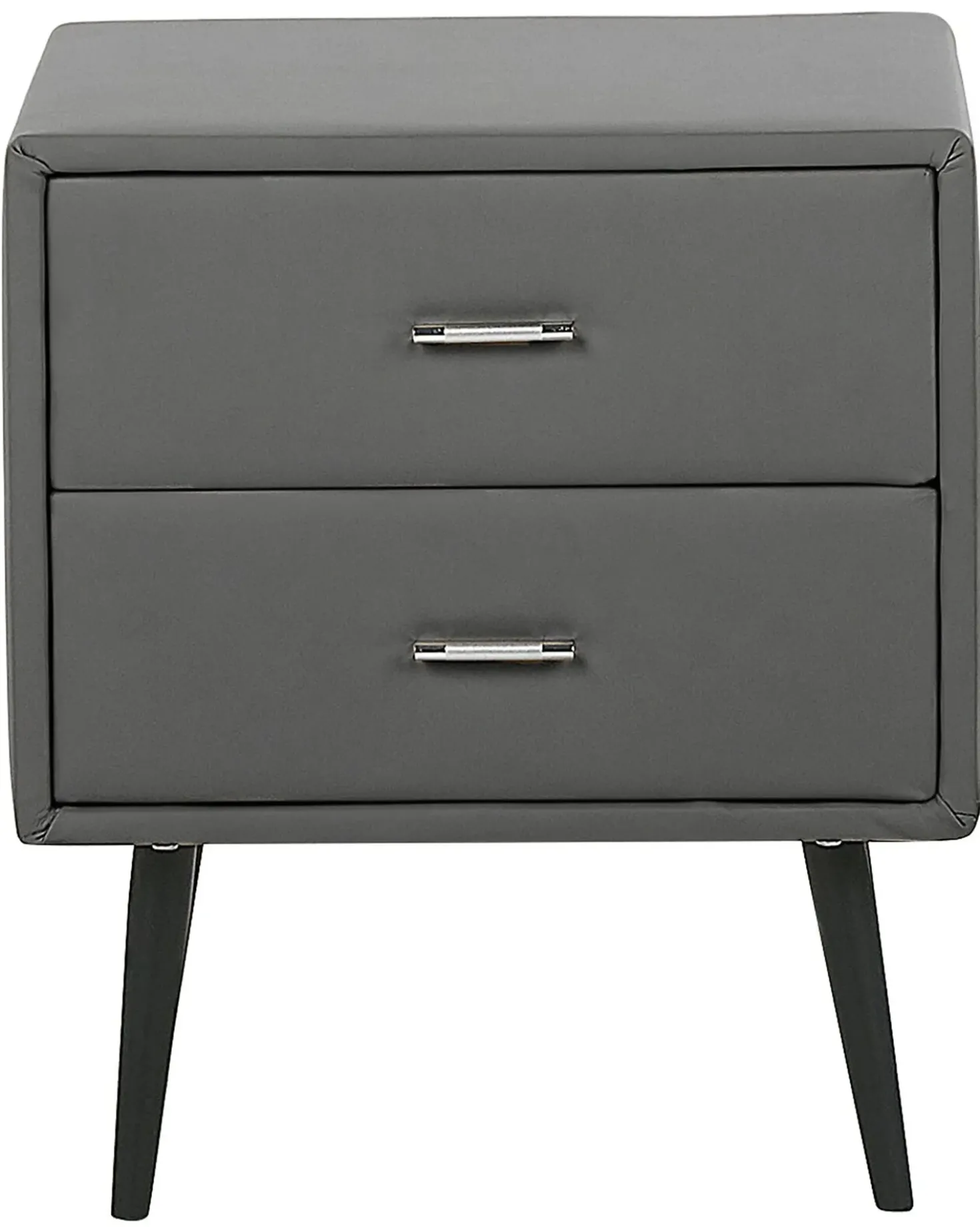 Comodino 2 cassetti ESSONNE Pelle sintetica Grigio
