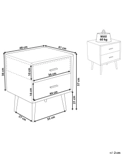Comodino 2 cassetti ESSONNE Pelle sintetica Beige