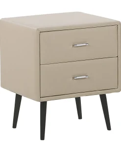 Comodino 2 cassetti ESSONNE Pelle sintetica Beige