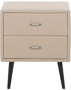 Comodino 2 cassetti ESSONNE Pelle sintetica Beige