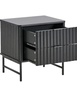 Comodino 2 cassetti GLASTONBURY Nero