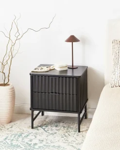 Comodino 2 cassetti GLASTONBURY Nero
