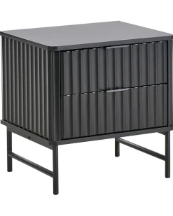 Comodino 2 cassetti GLASTONBURY Nero