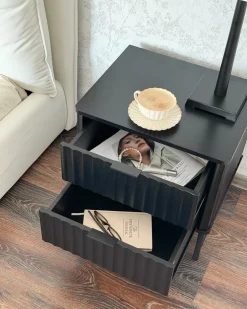 Comodino 2 cassetti GLASTONBURY Nero