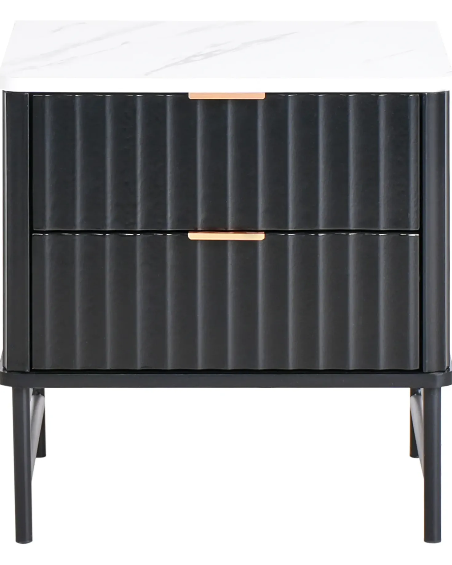 Comodino 2 cassetti GLASTONBURY Marmo/Nero