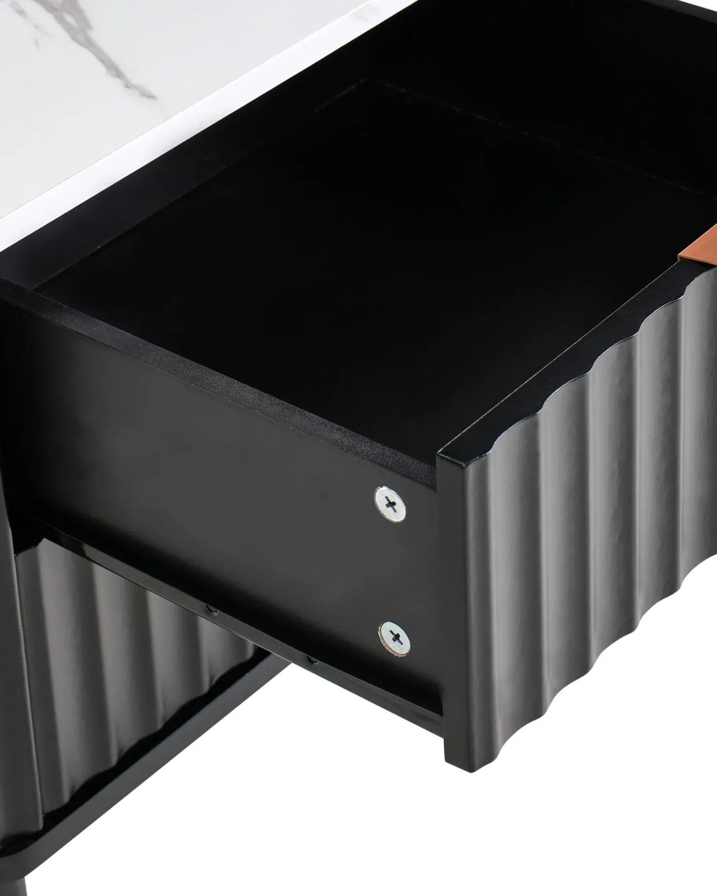 Comodino 2 cassetti GLASTONBURY Marmo/Nero