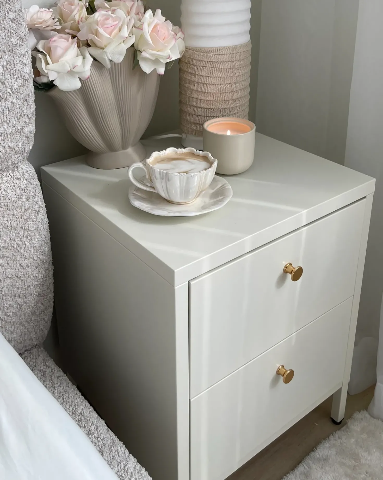 Comodino 2 cassetti KYLEA Metallo Bianco