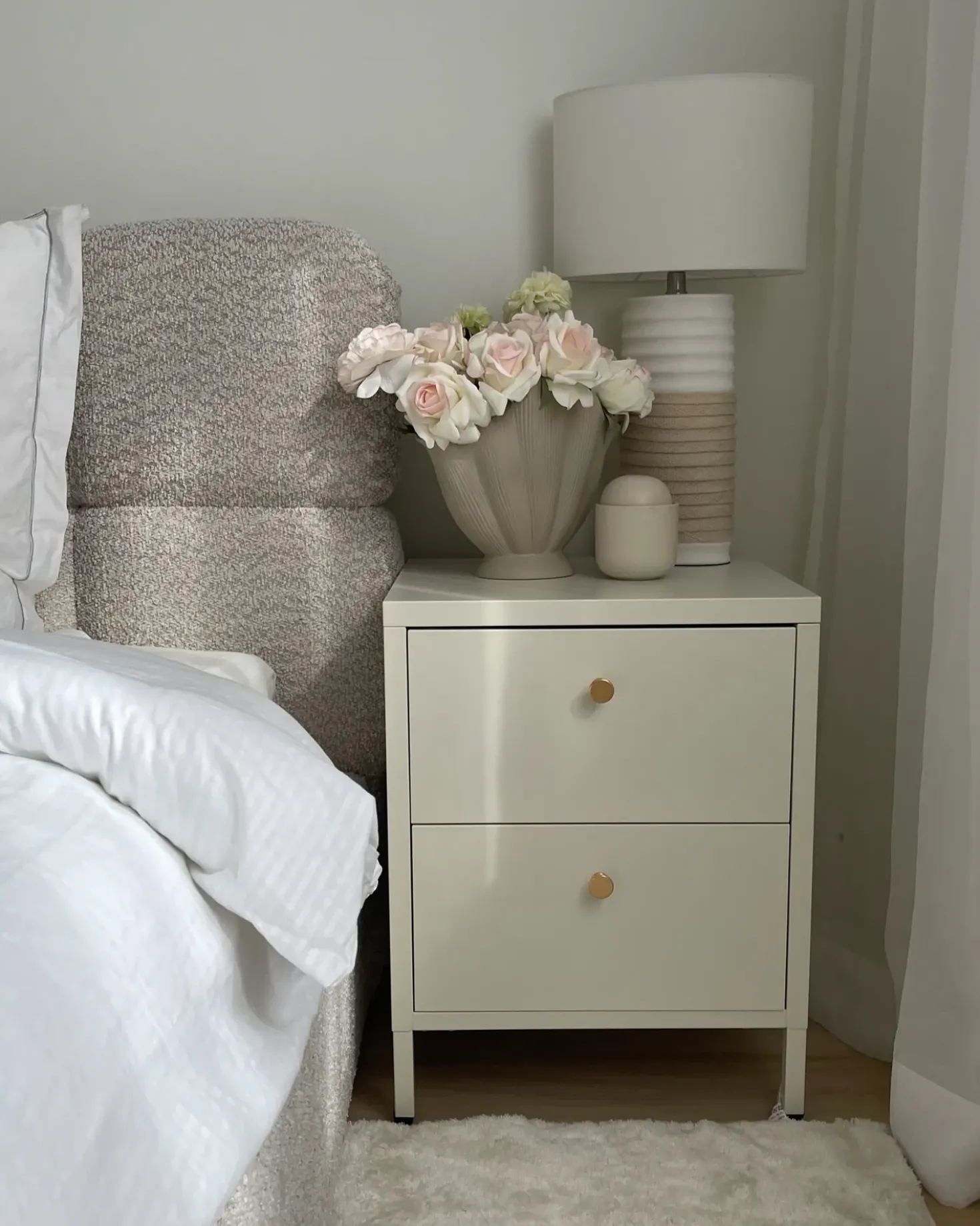 Comodino 2 cassetti KYLEA Metallo Bianco