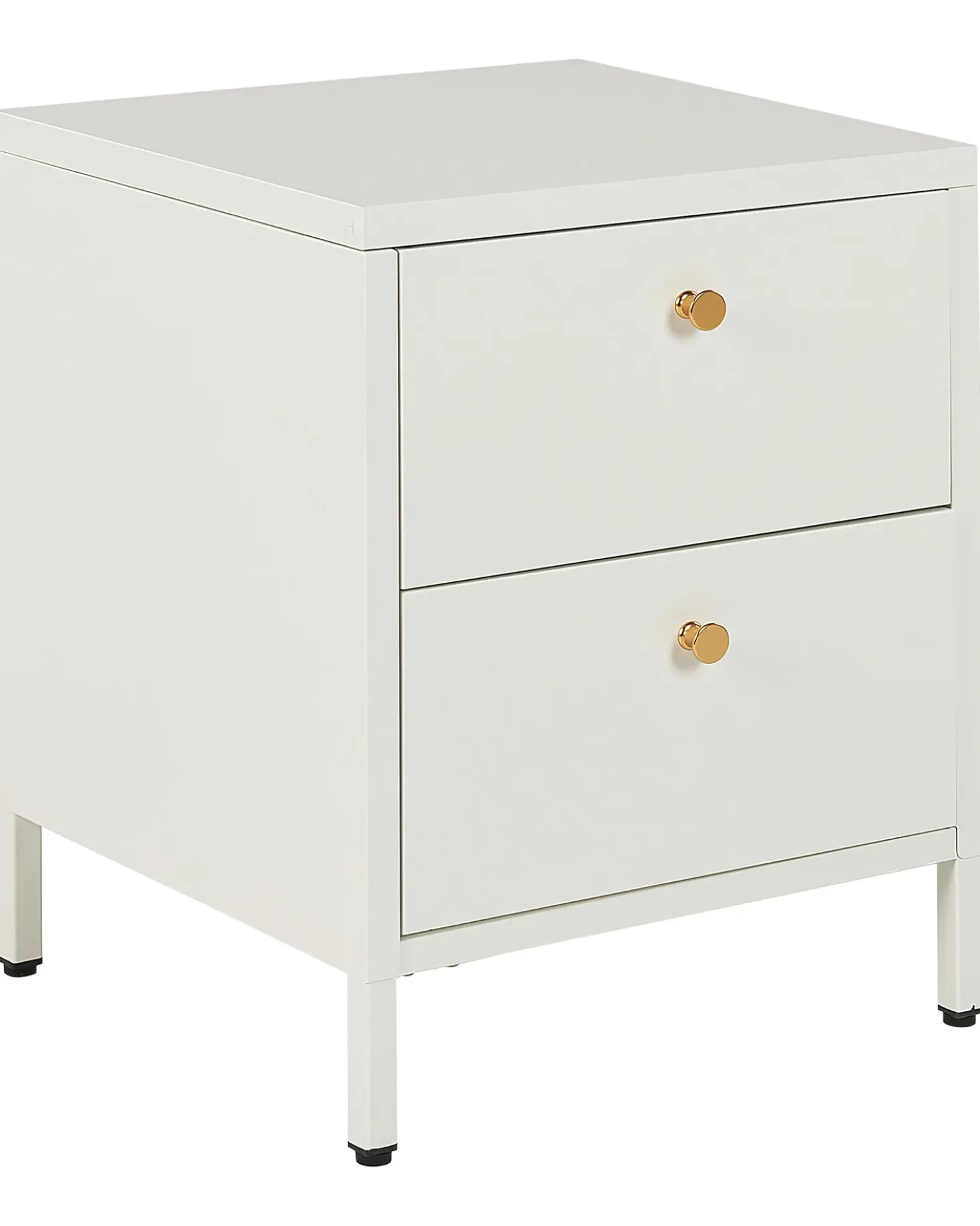 Comodino 2 cassetti KYLEA Metallo Bianco