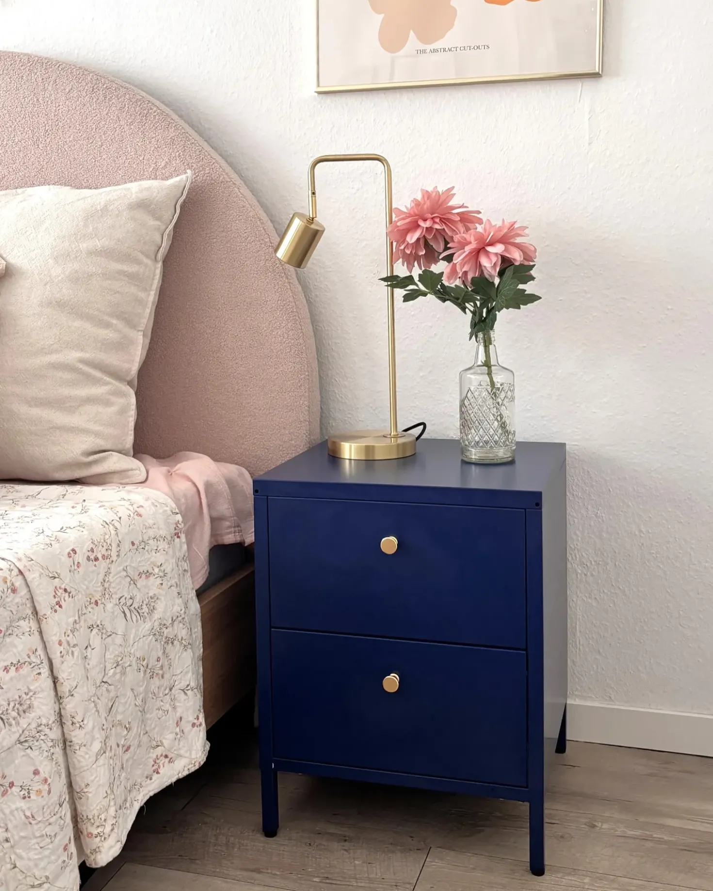 Comodino 2 cassetti KYLEA Metallo Blu marino