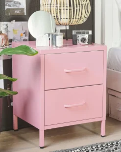 Comodino 2 cassetti MALAVI Metallo Rosa
