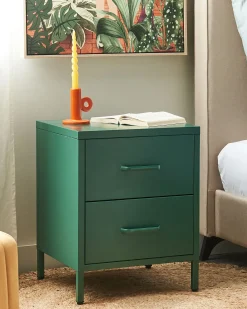 Comodino 2 cassetti MALAVI Metallo Verde