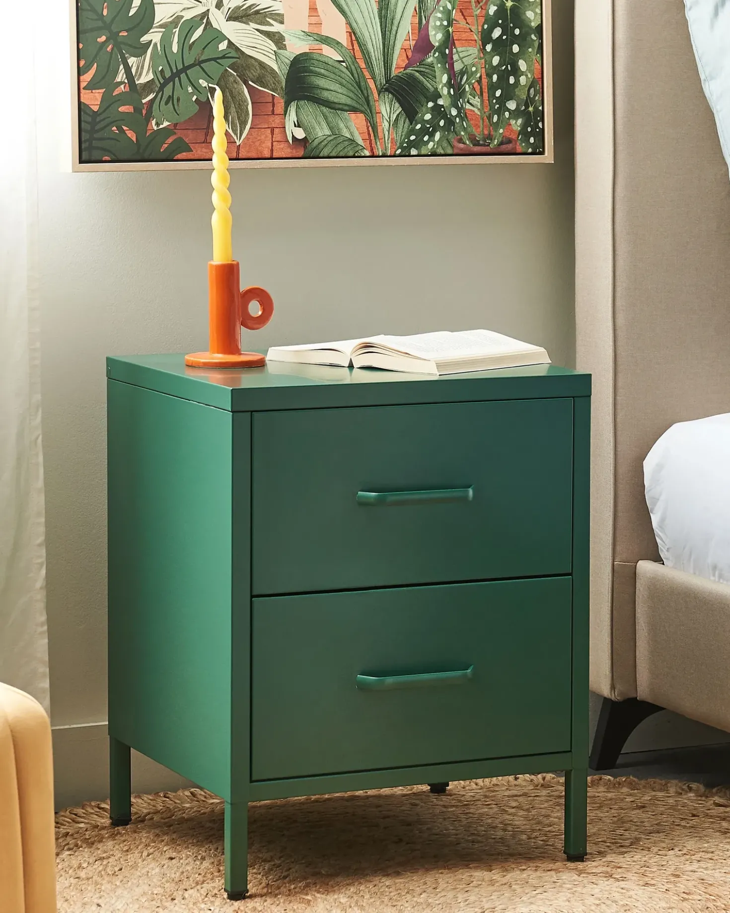Comodino 2 cassetti MALAVI Metallo Verde