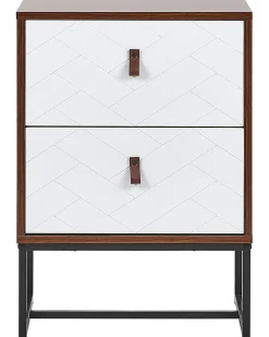Comodino 2 cassetti NUEVA Marrone scuro/Bianco