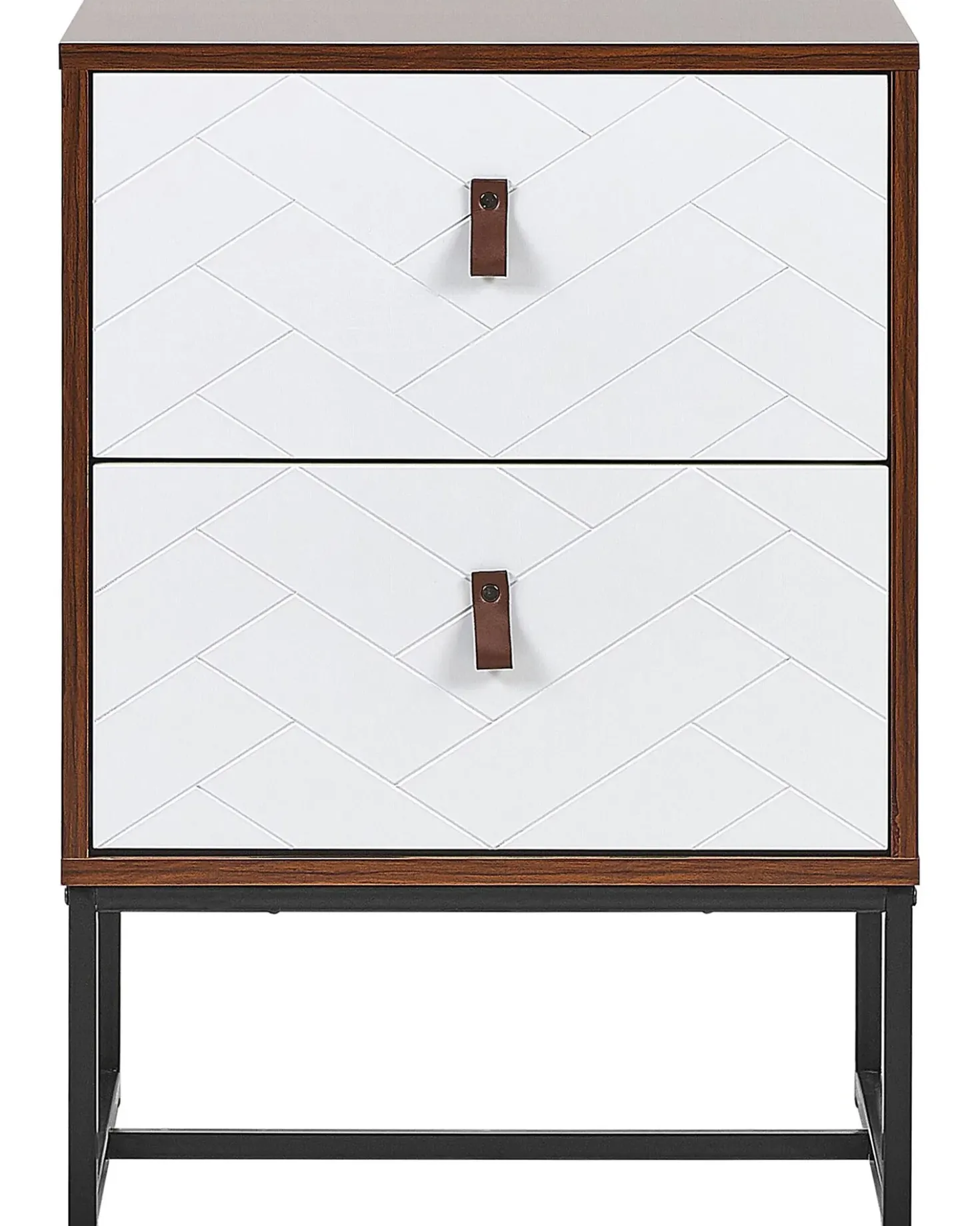 Comodino 2 cassetti NUEVA Marrone scuro/Bianco