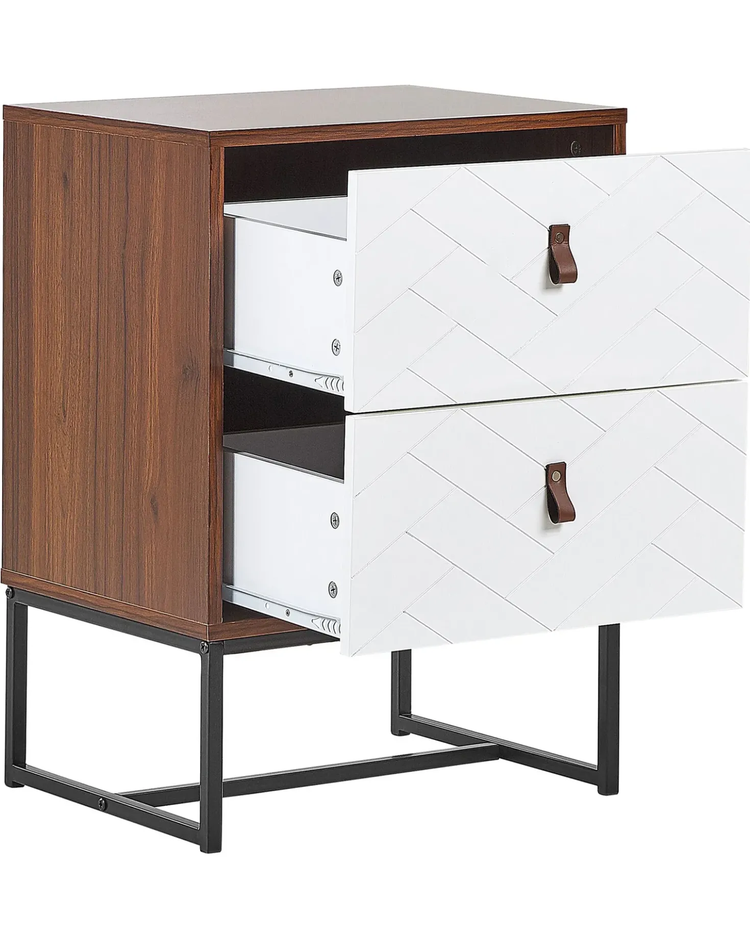 Comodino 2 cassetti NUEVA Marrone scuro/Bianco