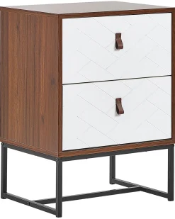 Comodino 2 cassetti NUEVA Marrone scuro/Bianco
